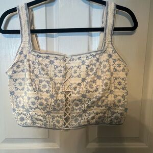 Aerie Gray and Brown Embellished Bustier Tank Top